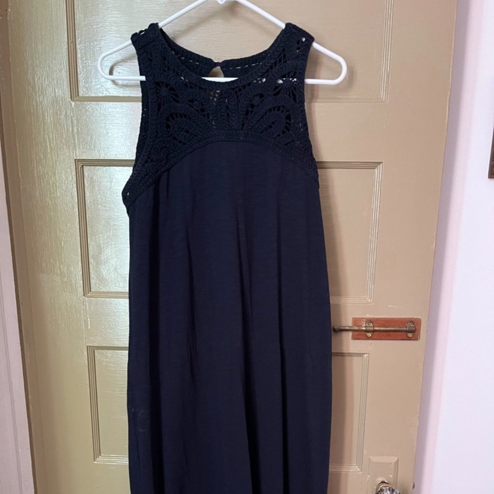 Navy J Jill Dress with Crochet Detail L